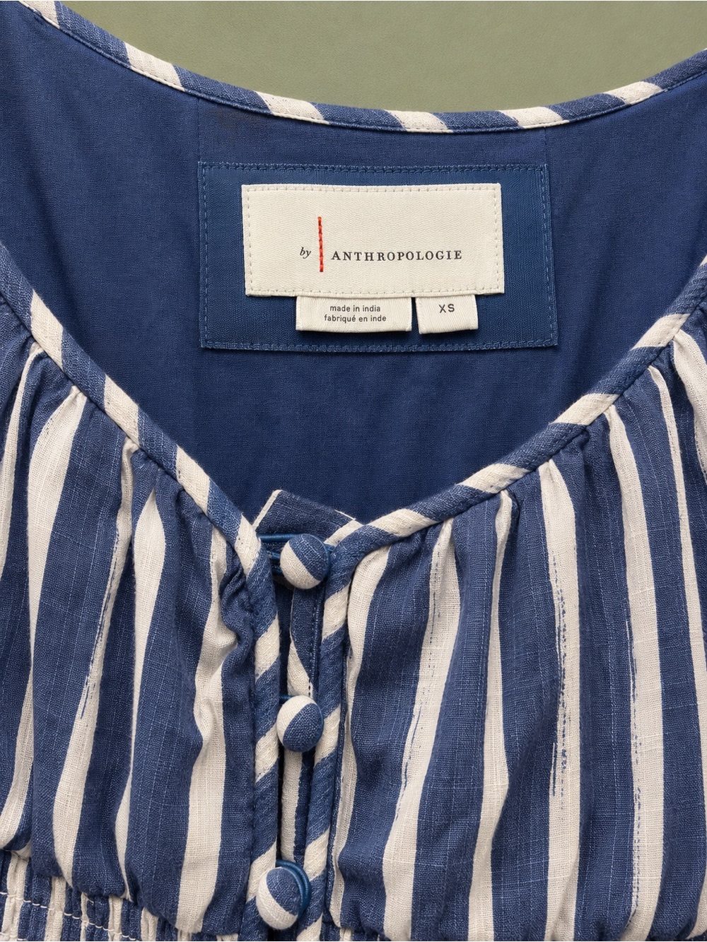 Anthropologie Blue and White Striped Maxi Dress with Smocked Waist - Picture 5 of 7